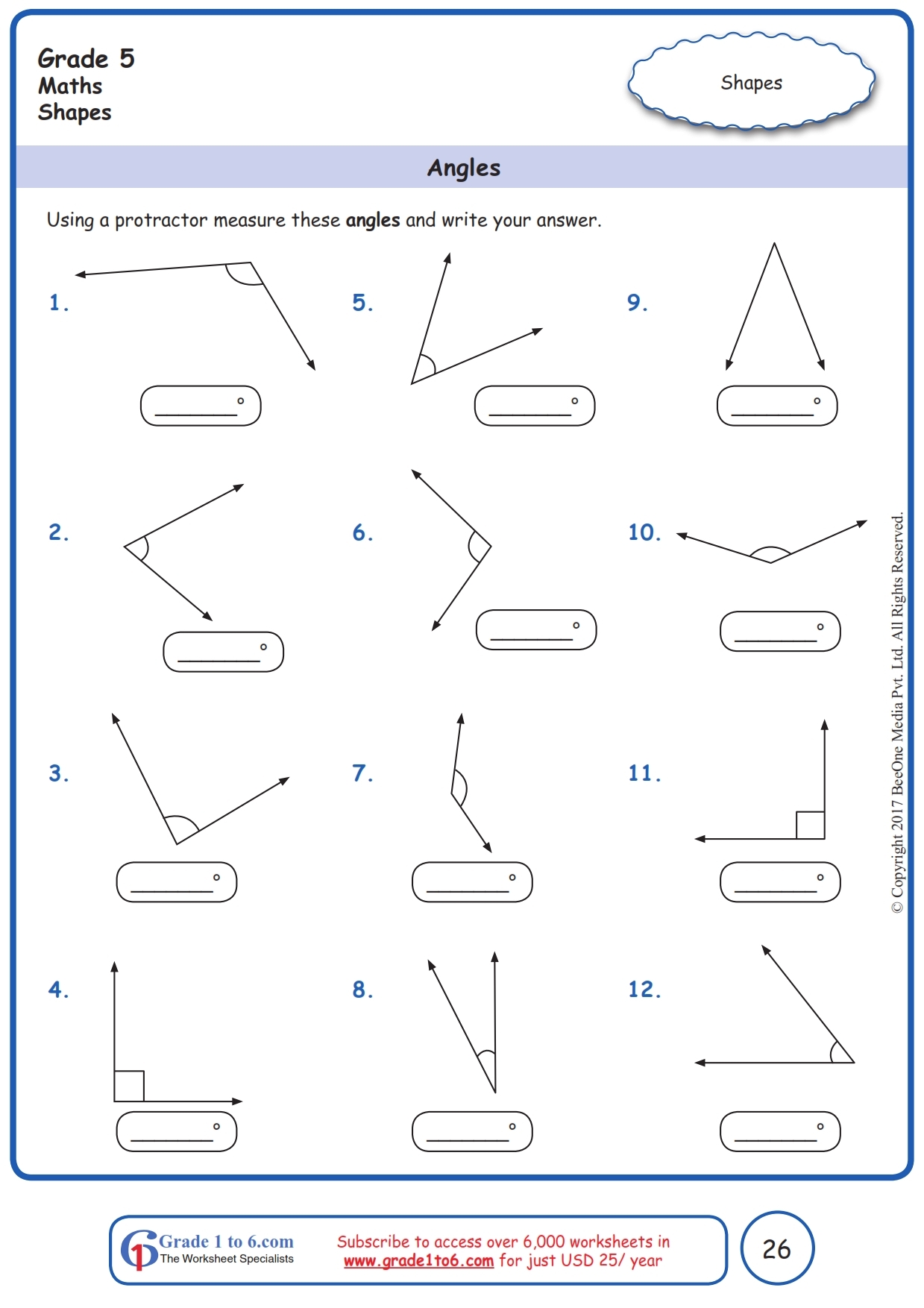 Measuring Angles Using A Protractor Worksheets Grade 5 Worksheets Library