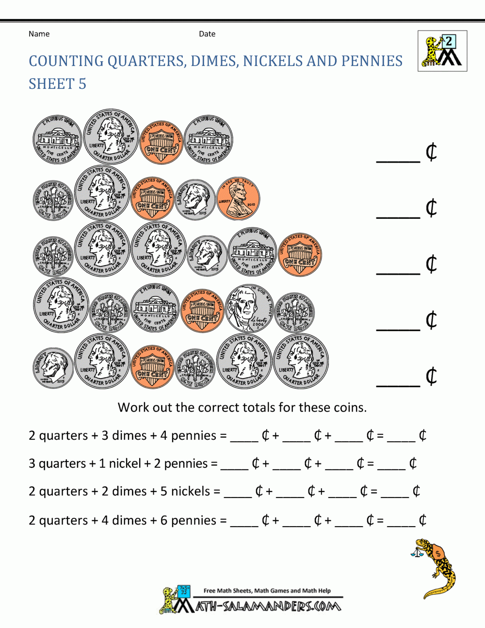 Money Worksheets For 2nd Grade