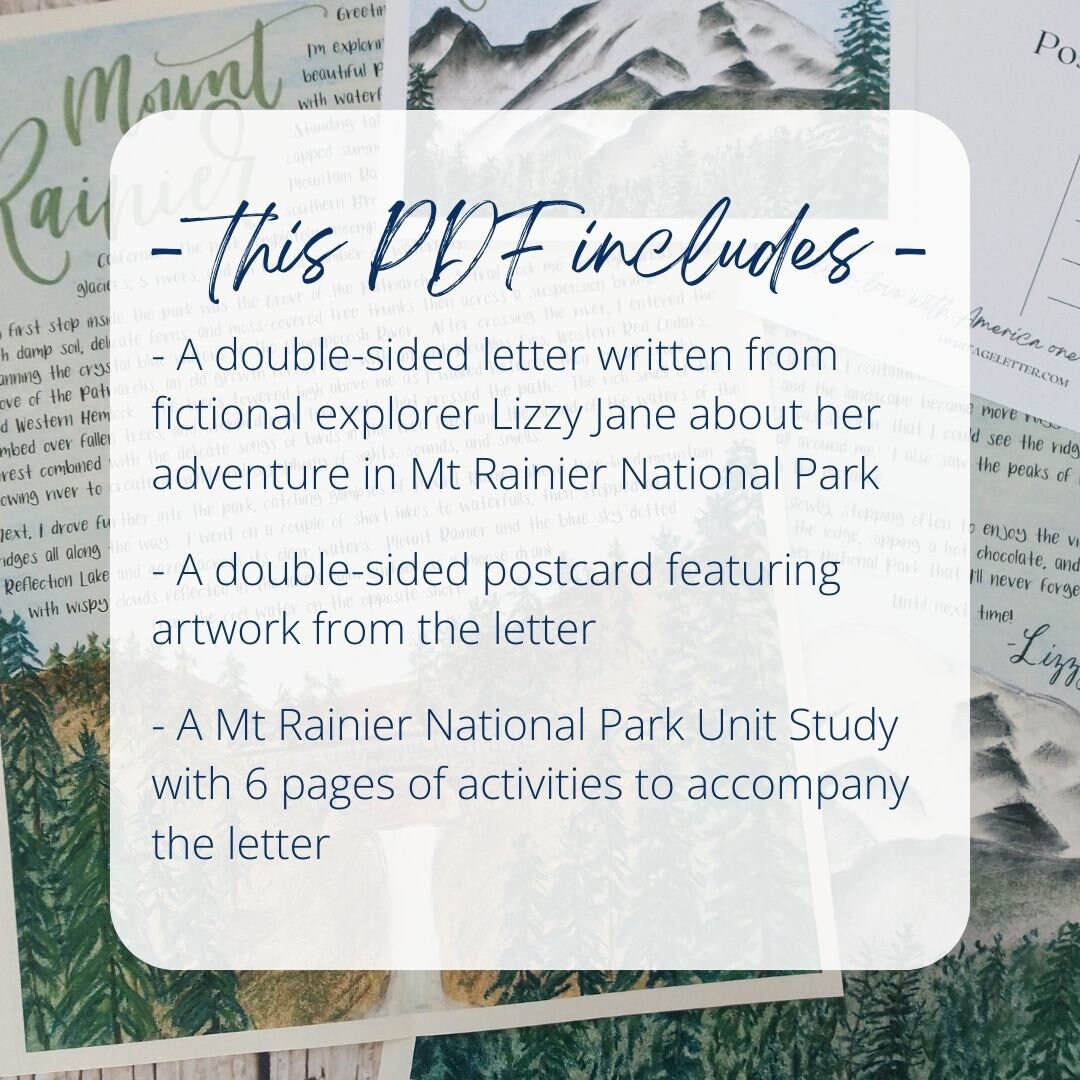 Mount Rainier National Park For Kids Printable Learning Activity Homeschool Geography Unit Classroom Nature Study Mt Rainier Study Guide Etsy