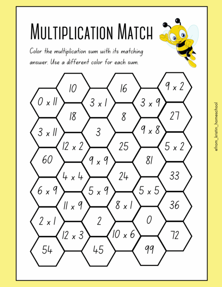 Multiplication Math Coloring Worksheets Fromkristin