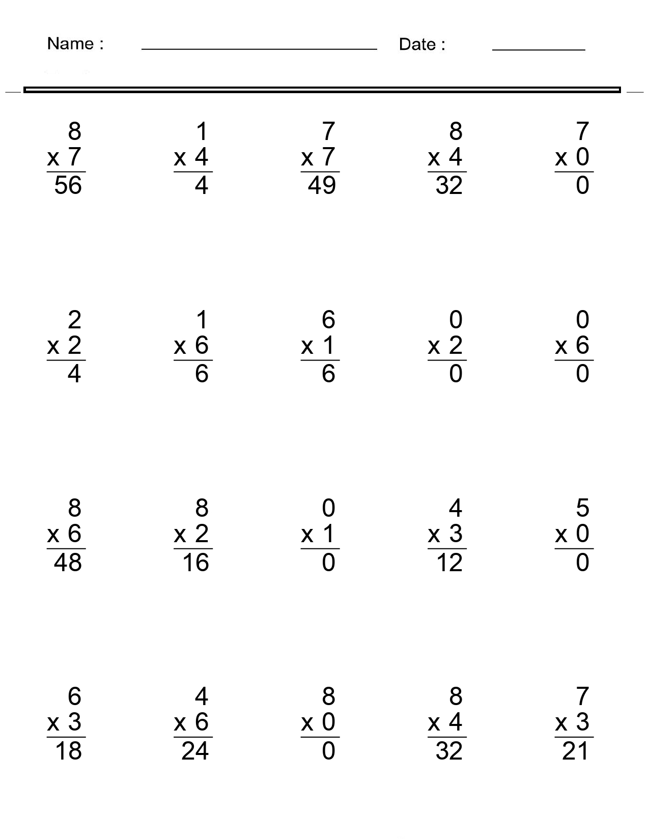 Multiplication Worksheets Single Digit Multiplication Worksheets Made By Teachers