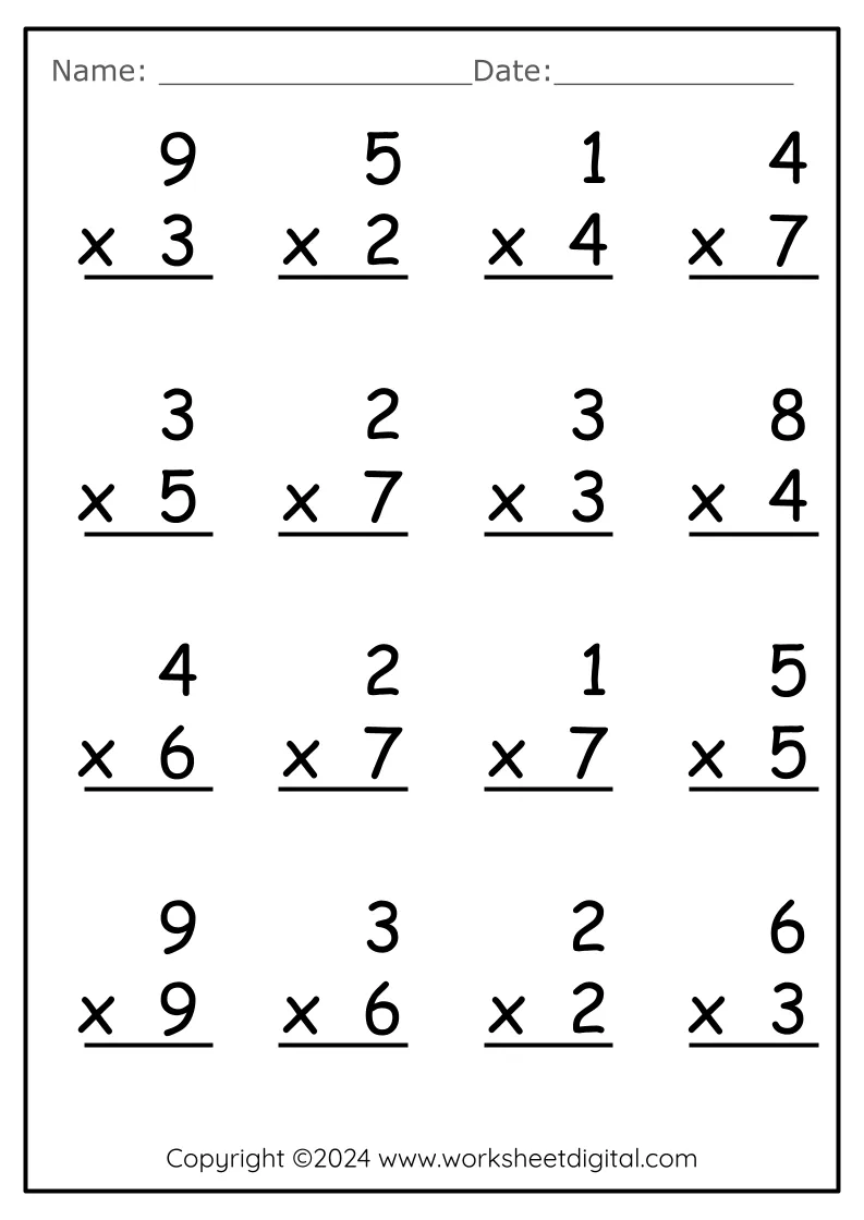 easy multiplication worksheets