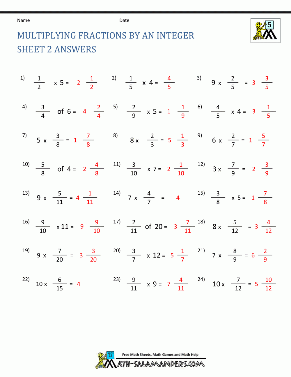 Multiplying Fractions Worksheet Worksheets Library