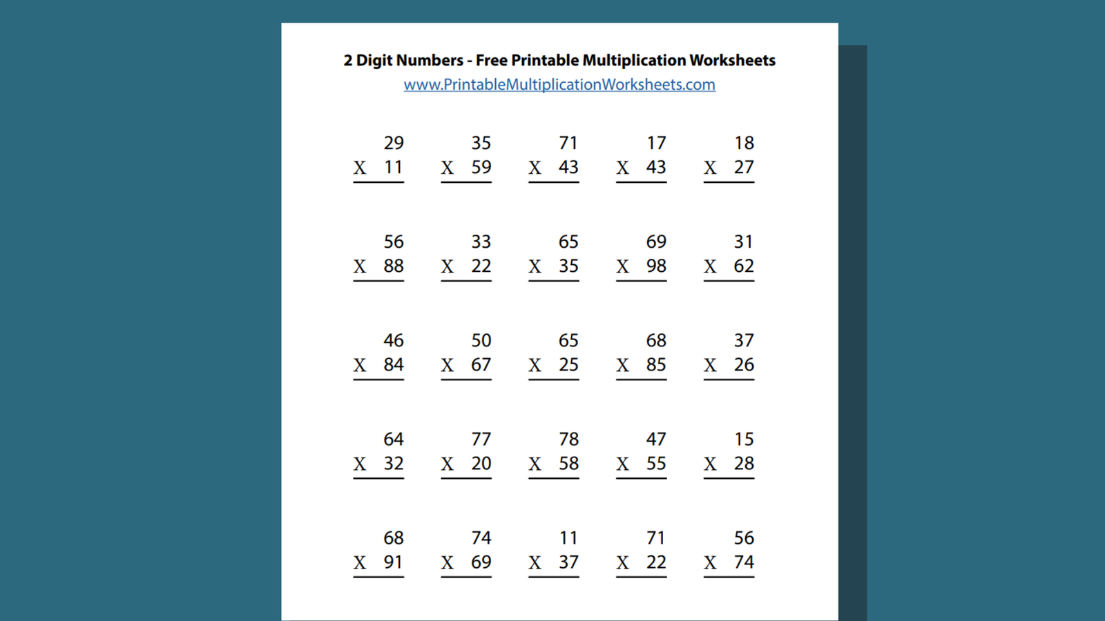 2 digit multiplication worksheets