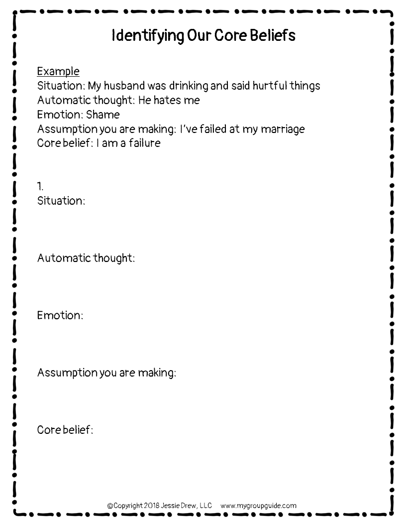 My Group Guide Group Activity On Core Beliefs amp Cognitive Distortions Worksheets Library