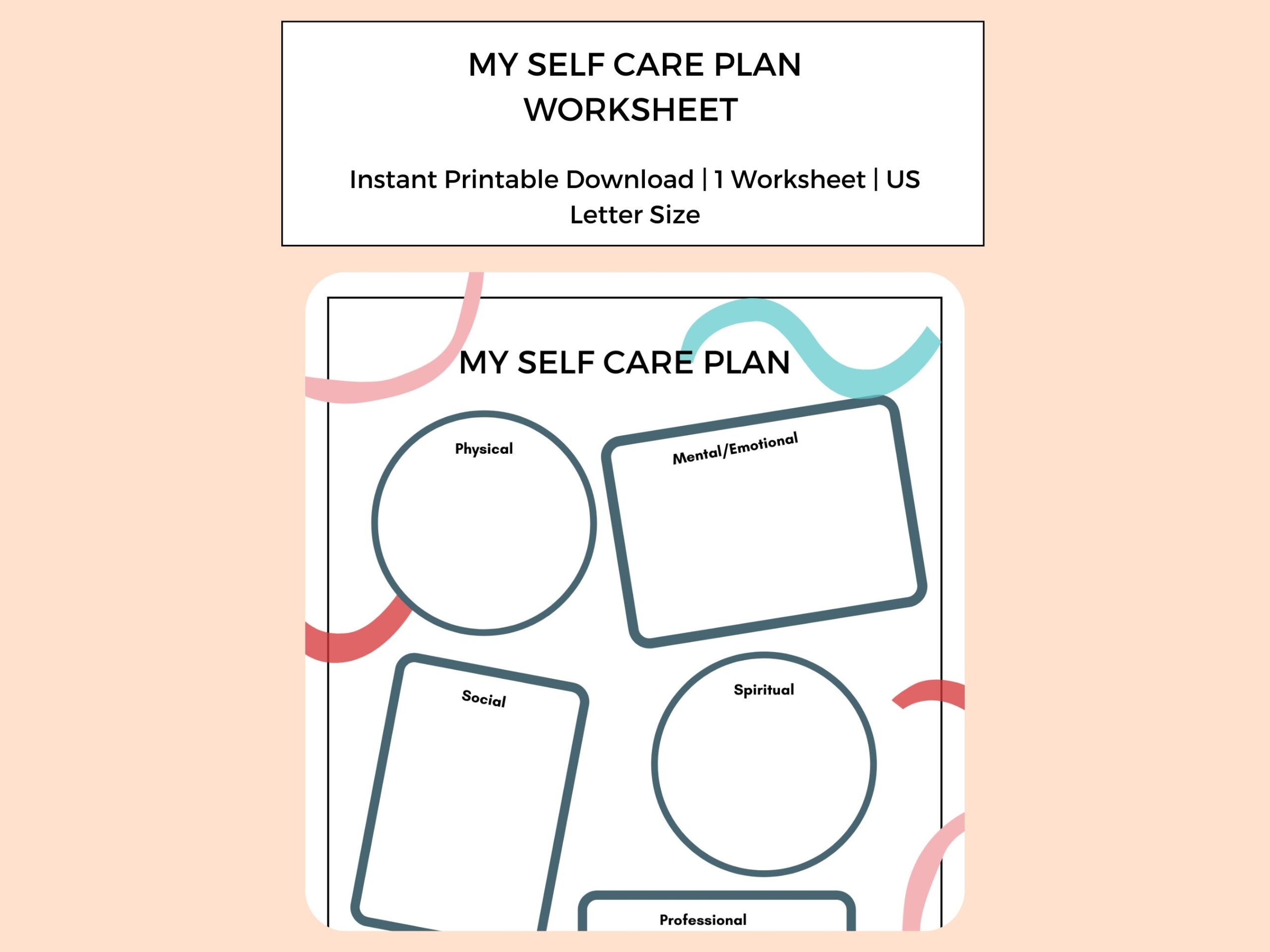 My Self Care Plan Self Care Worksheet Self Care Therapy Worksheet Digital Download Etsy