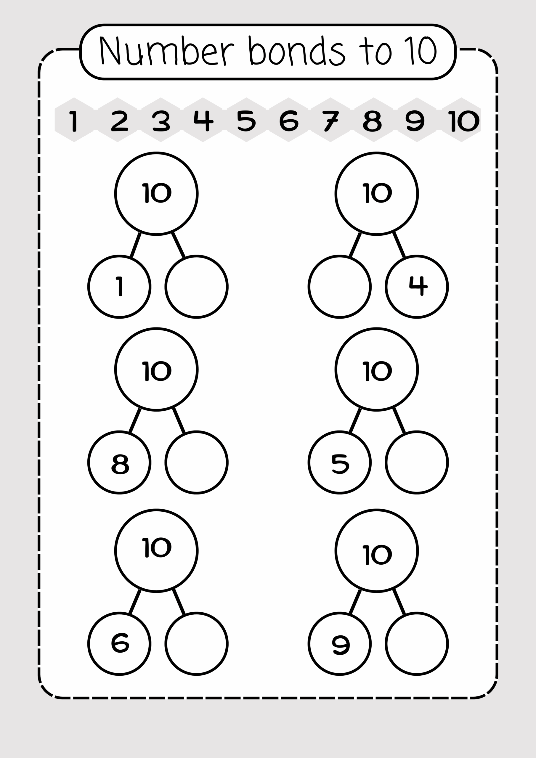 Number Bonds To 10 Worksheets Teaching Resources Worksheets Library