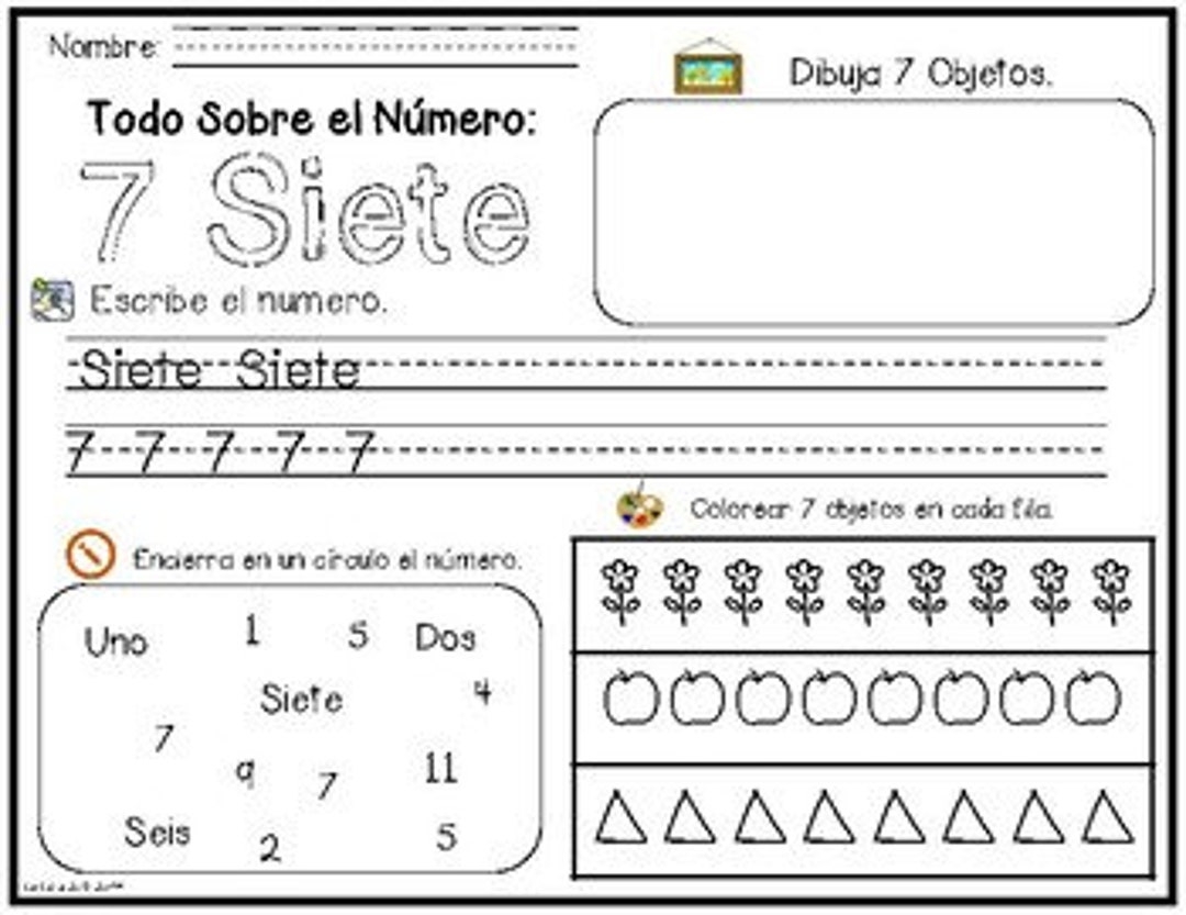 Numeros En Espanol Bilingual Worksheet Math Numbers Numeros Kindergarten Prep Prep Worksheet Pre K Assessment Trabajo De Kindergarten Etsy