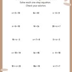 One Step Equations Worksheets Etsy
