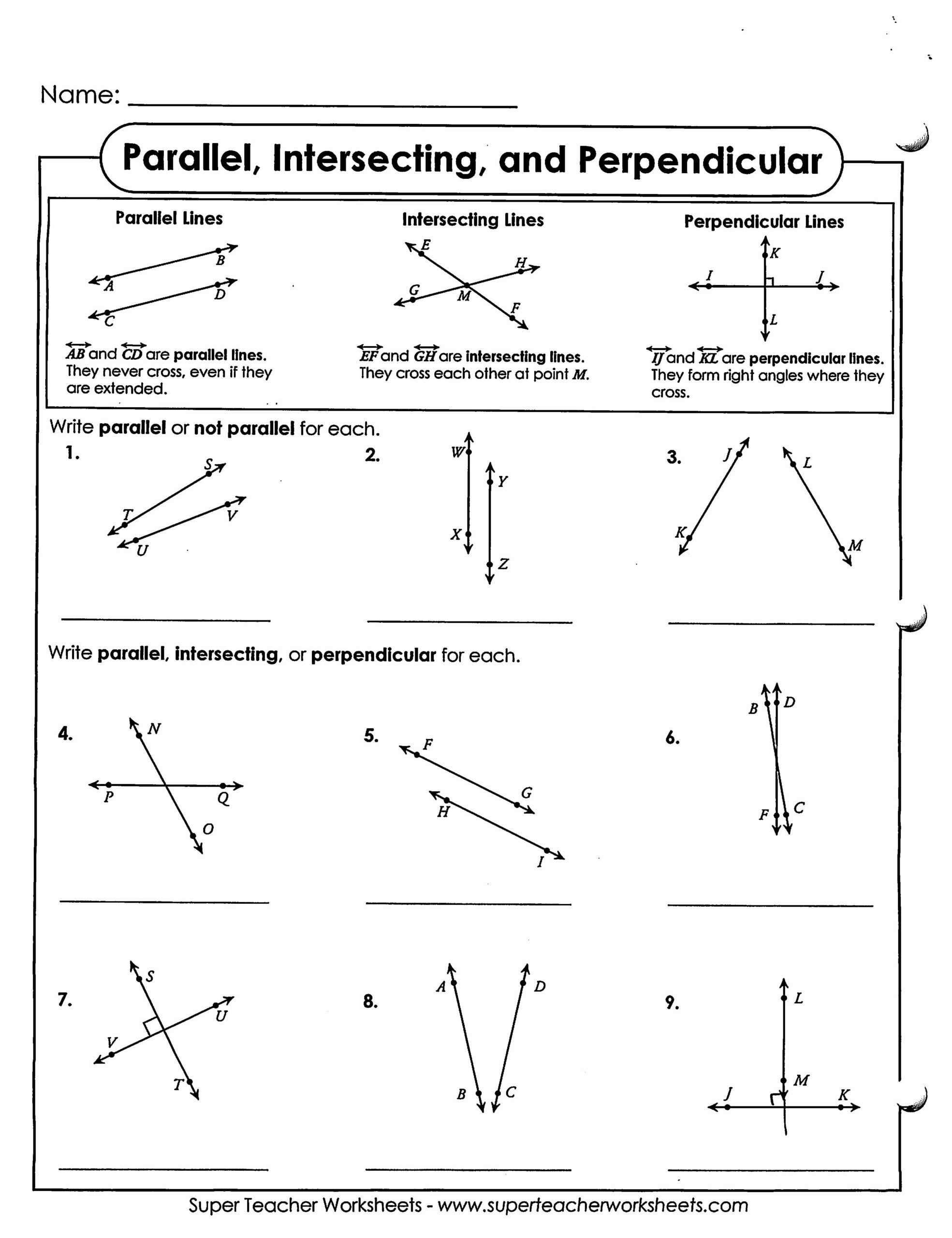 parallel and perpendicular lines worksheet parallel and perpendicular lines worksheet