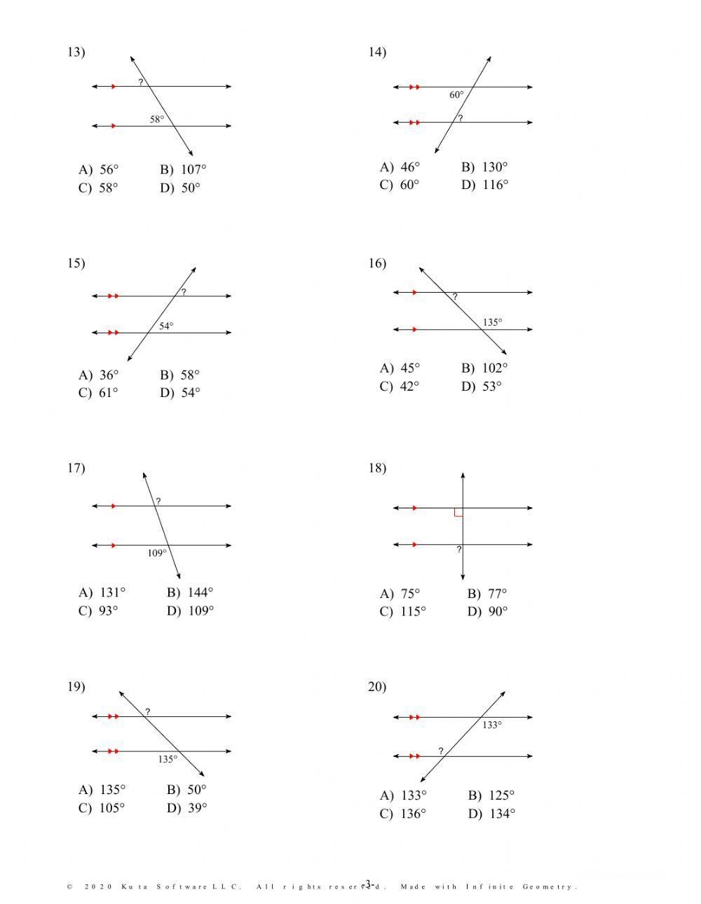 Parallel Lines And Transversal Worksheet Live Worksheets Worksheets Library