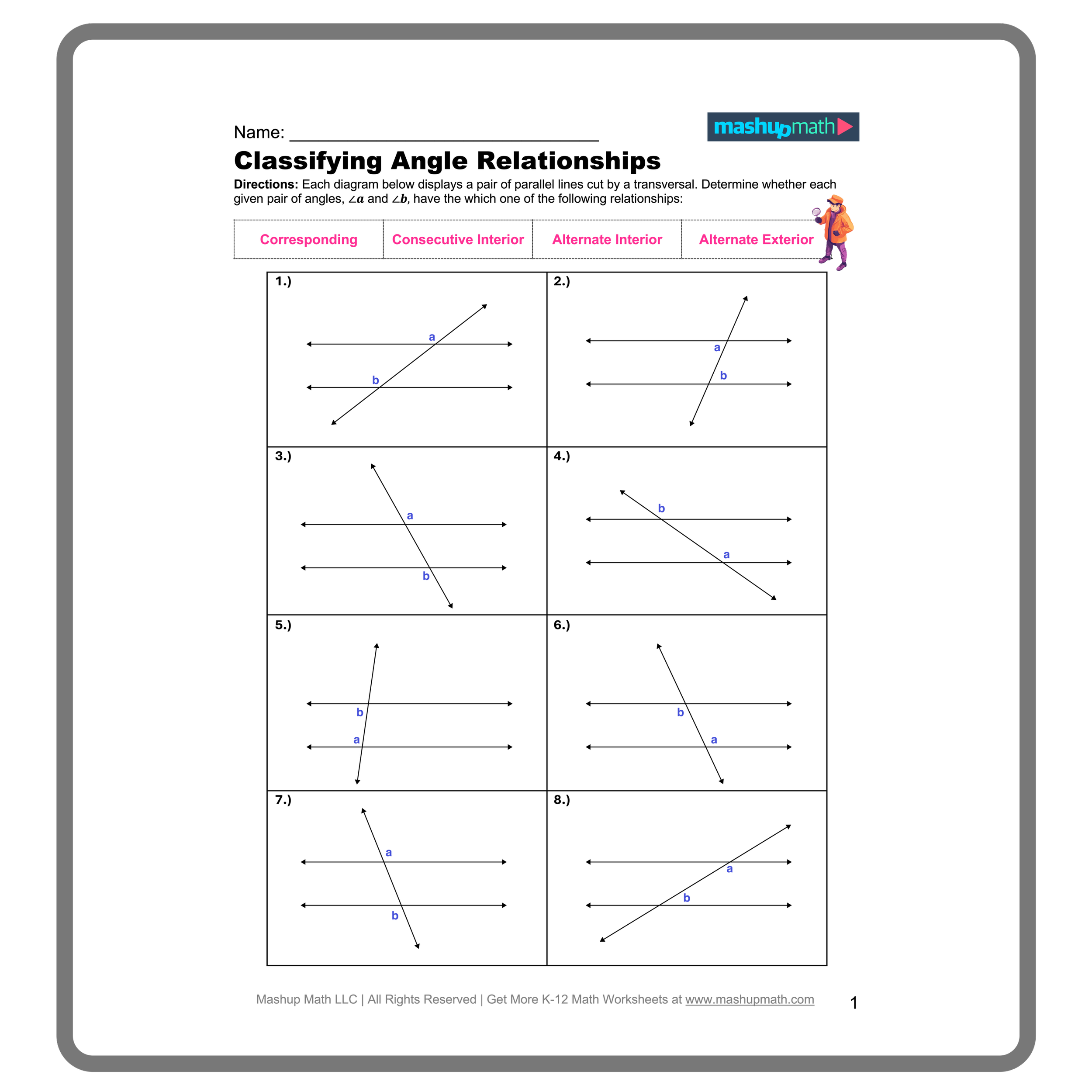 parallel lines and transversals worksheet parallel lines and transversals worksheet