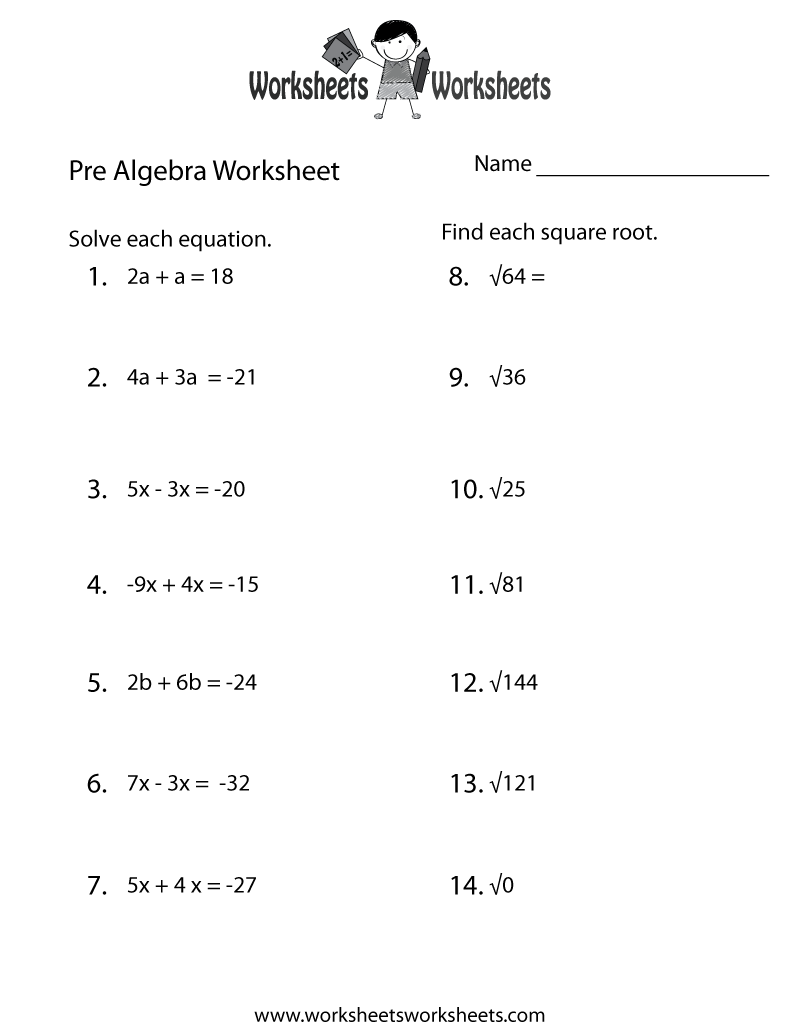 Pre Algebra Practice Worksheet Worksheets Worksheets Worksheets Library