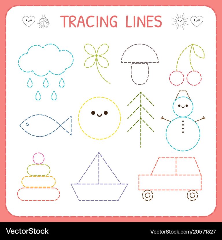 Preschool Tracing Worksheet Royalty Free Vector Image