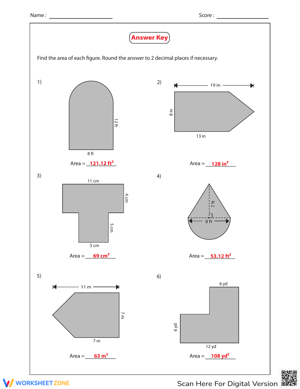 area of compound shapes worksheet
