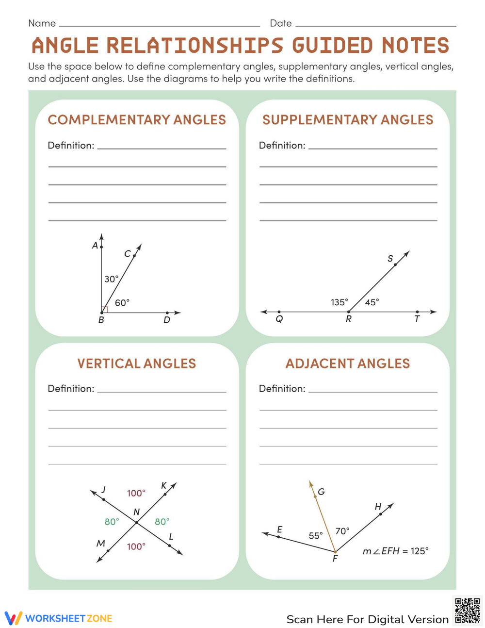 Printable Grade 7 Easter Angle Relationships Worksheets Download