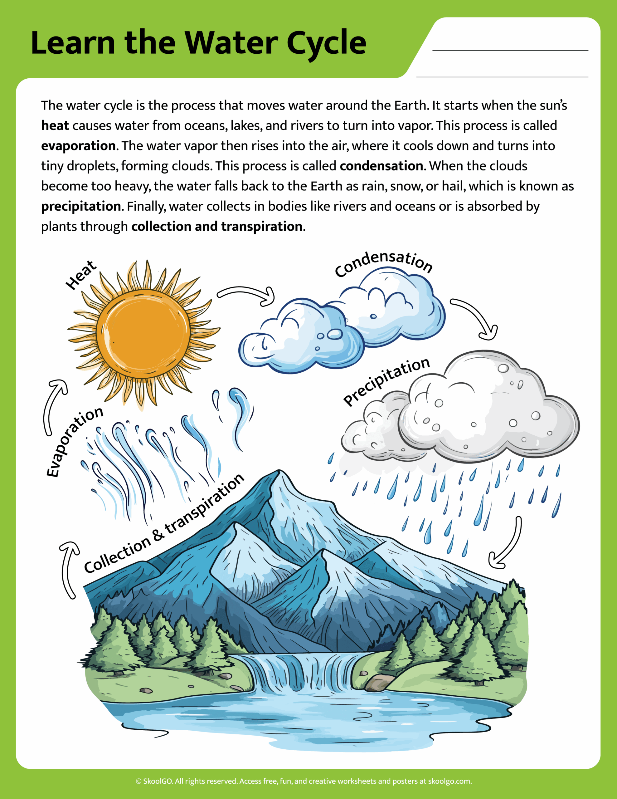 water cycle worksheet