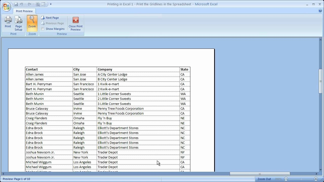 Printing In Excel 1 Print The Gridlines When An Excel Spreadsheet Is Printed YouTube
