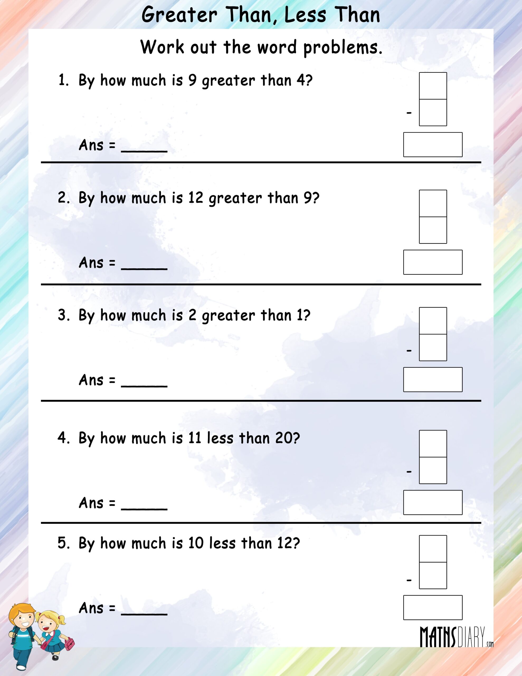 Problem Sums Of Greater Than And Less Than Math Worksheets Worksheets Library