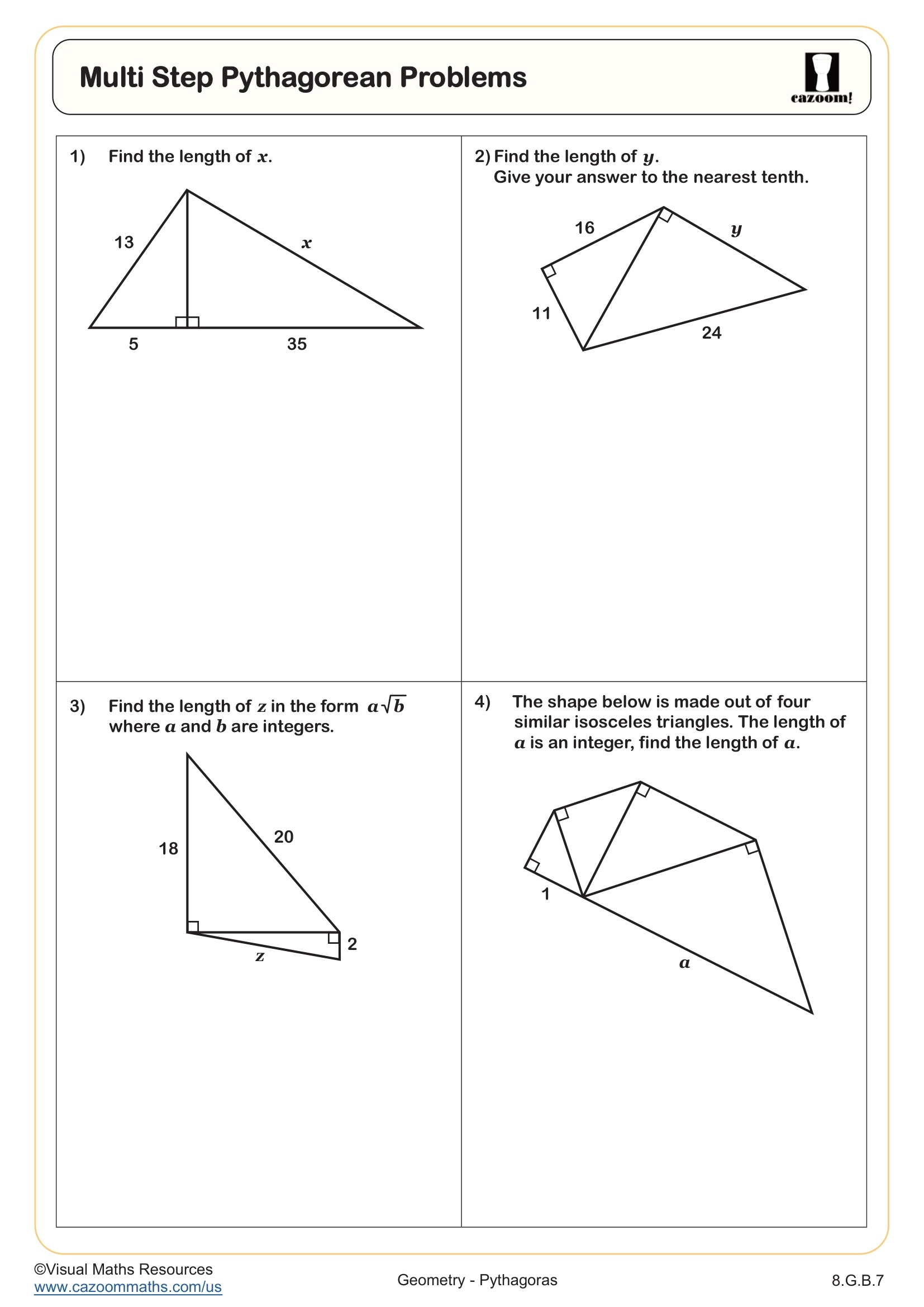 pythagorean formula worksheet