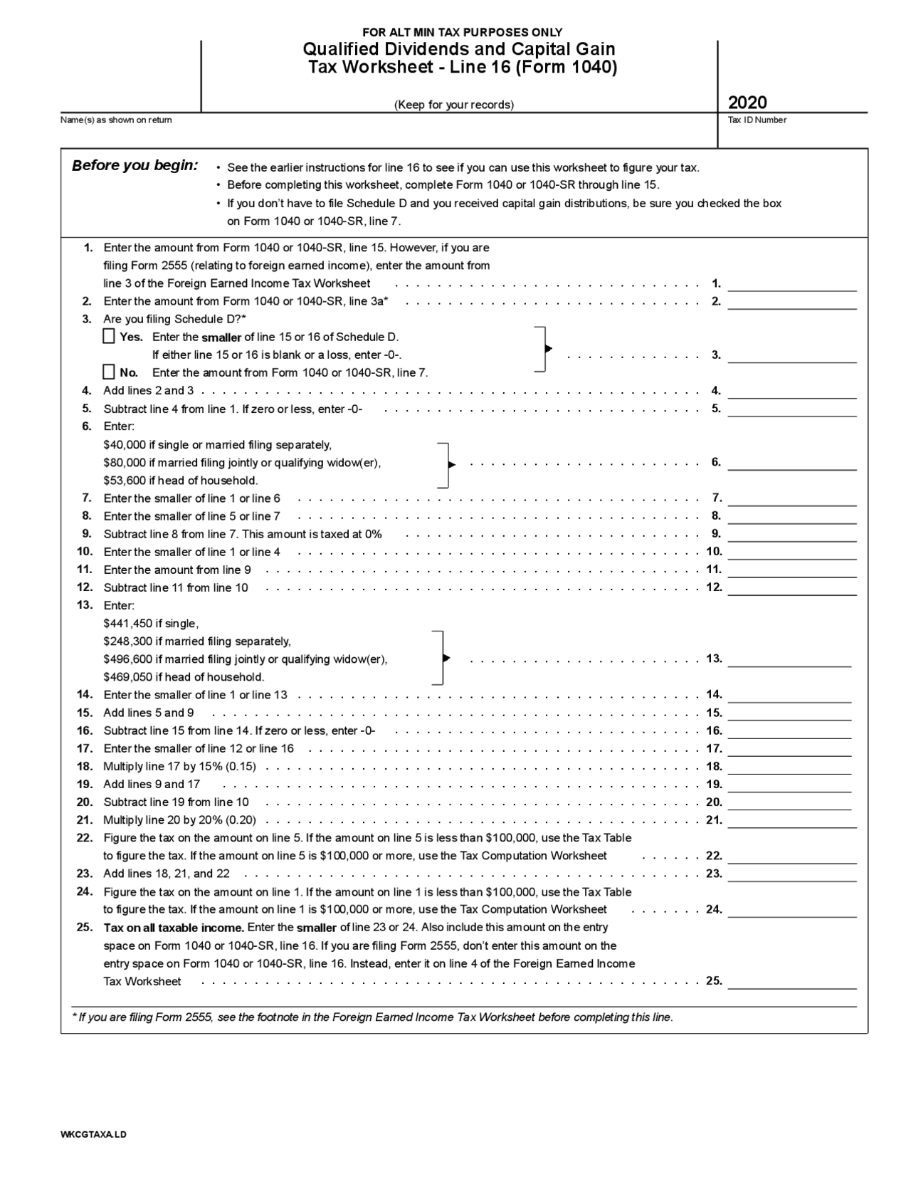 Qualified Dividends And Capital Gain Tax Worksheet Study Guides Worksheets Library