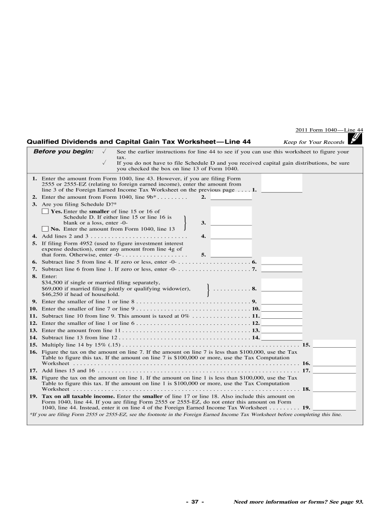Qualified Dividends And Capital Gains Worksheet 2023 Fill Out Worksheets Library