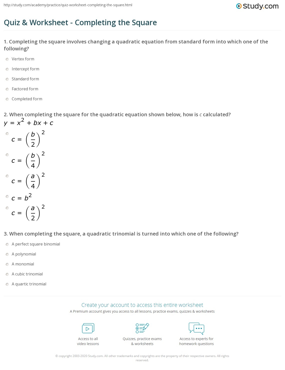 complete the square worksheet complete the square worksheet
