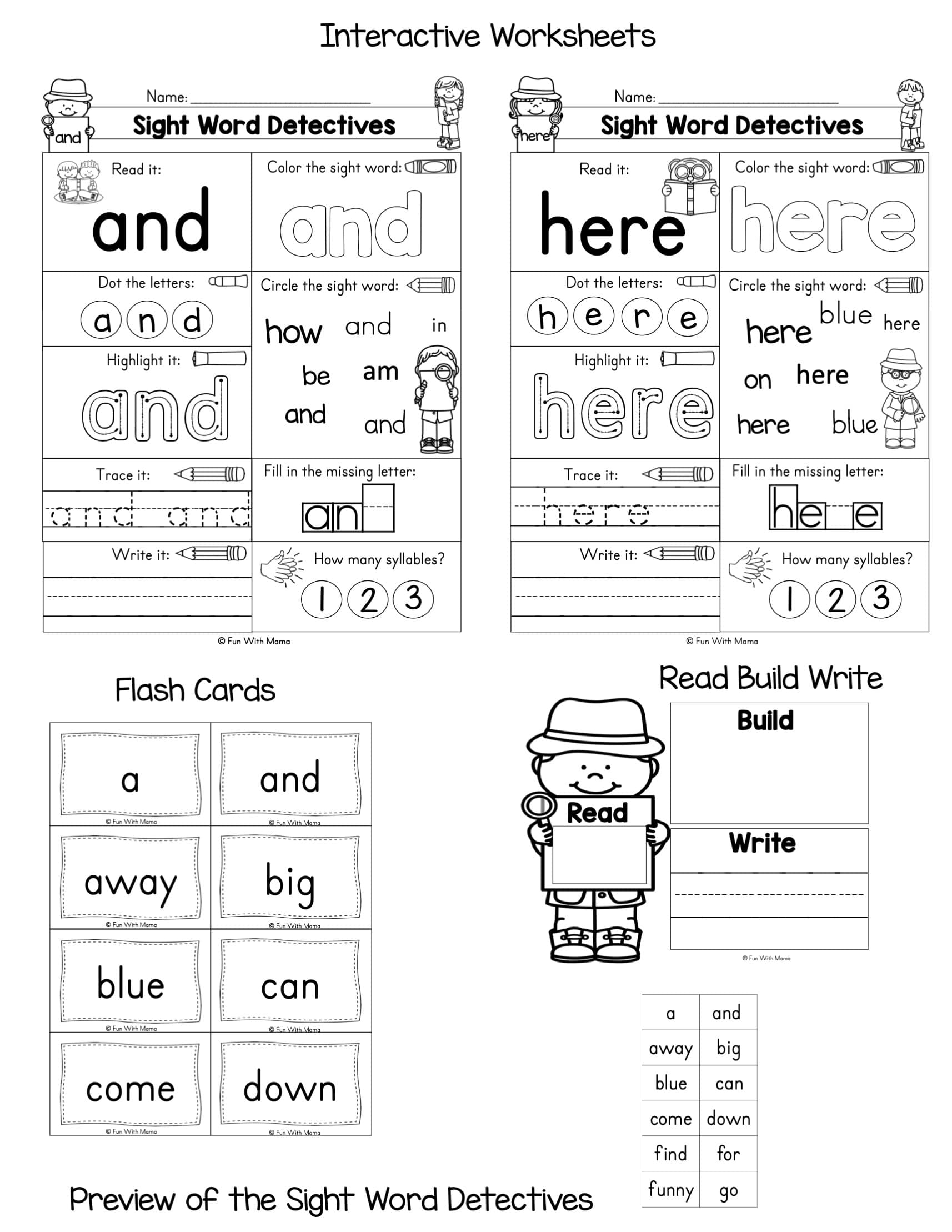sight words worksheets sight words worksheets