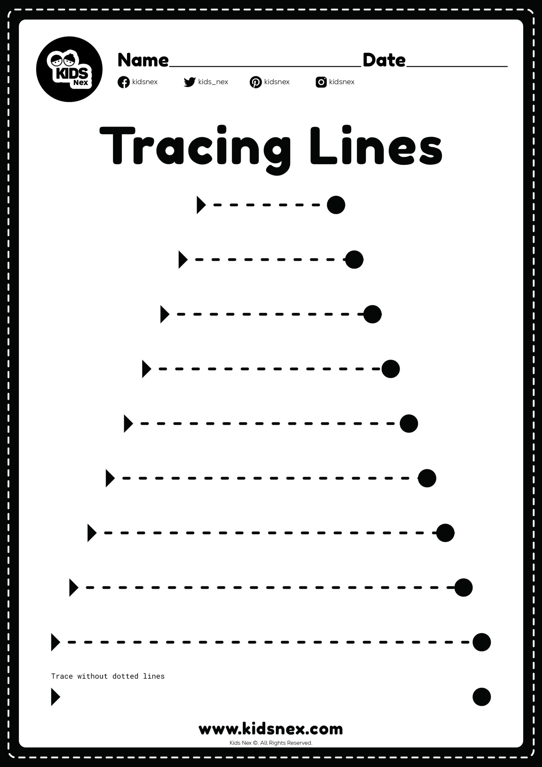 Right Slanting Line Worksheet Free Printable PDF