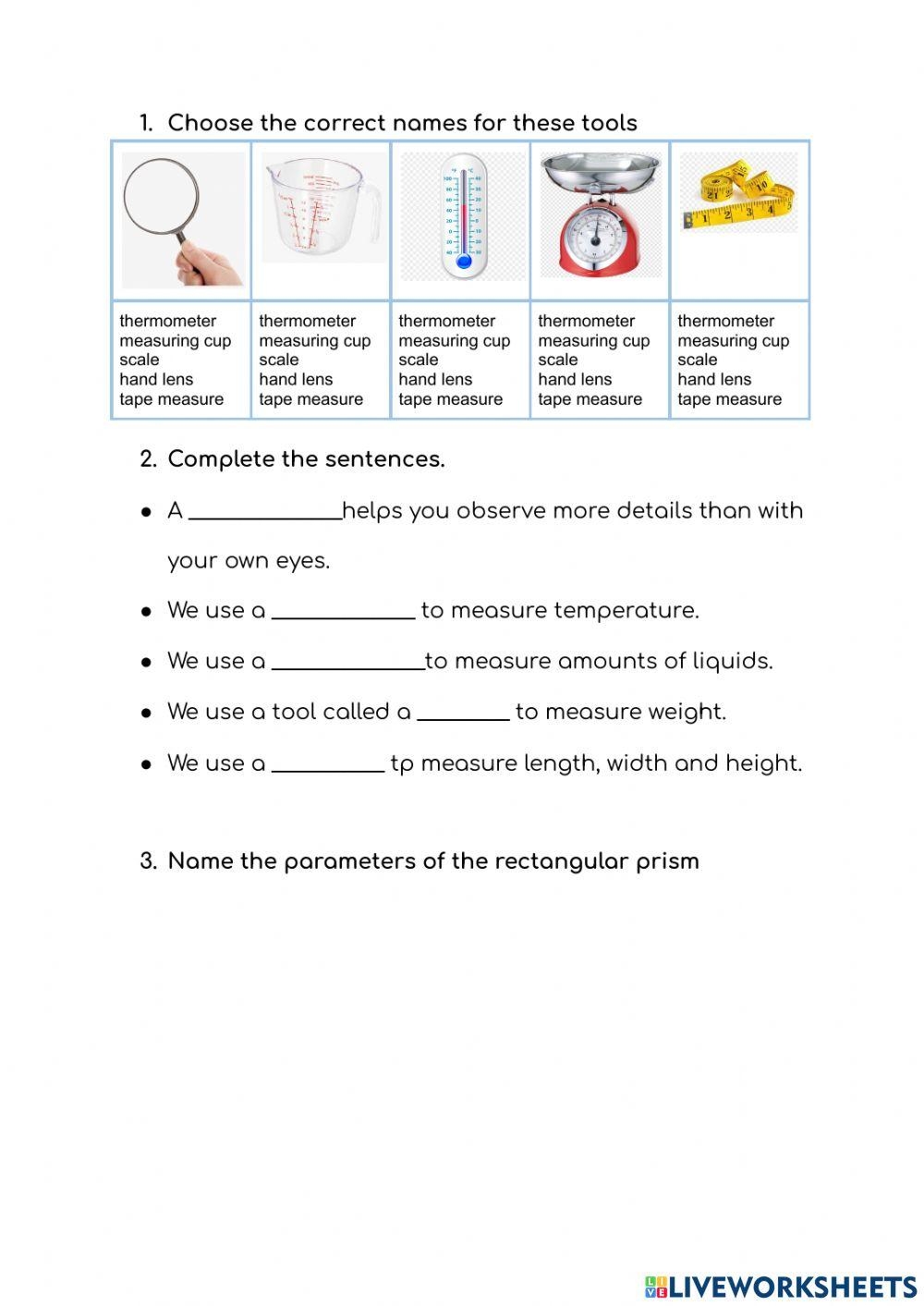 Science Tools Activity For Grade 2 Live Worksheets Worksheets Library