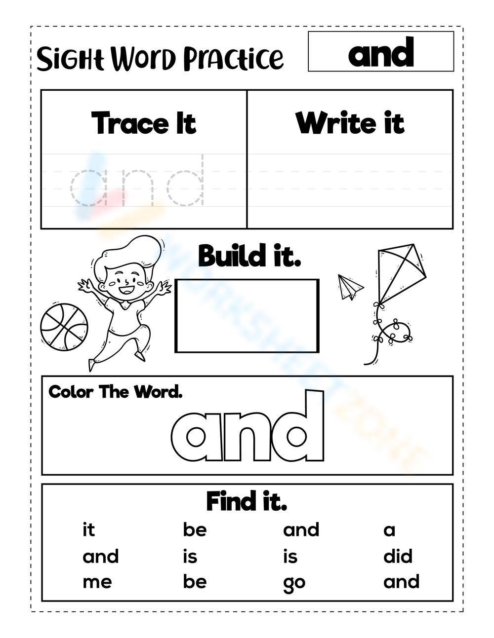 and sight word worksheet and sight word worksheet