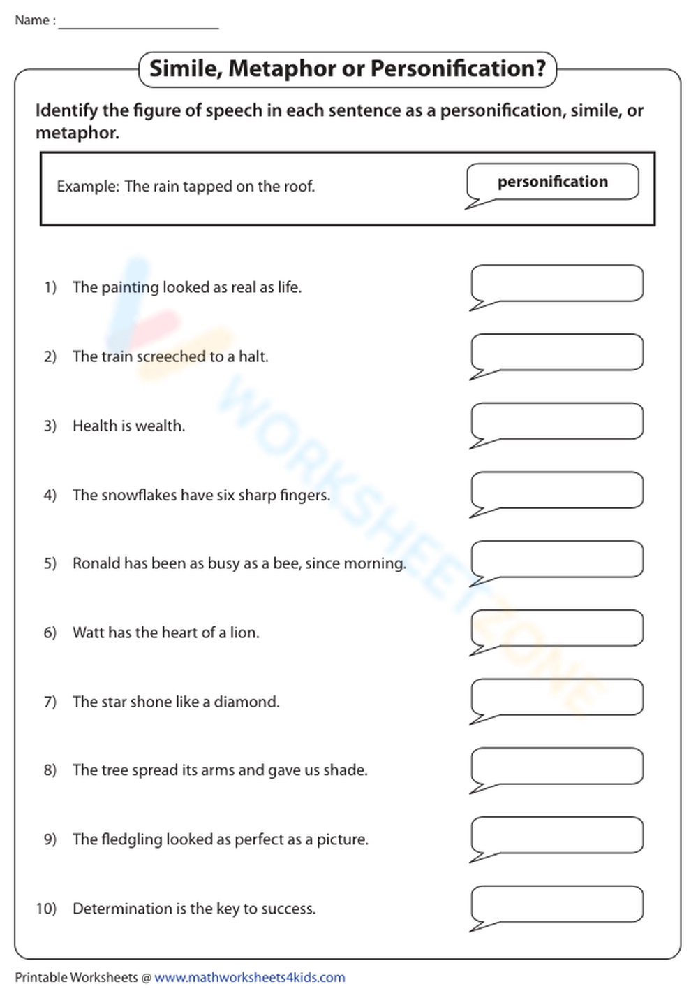 simile and metaphor worksheet simile and metaphor worksheet