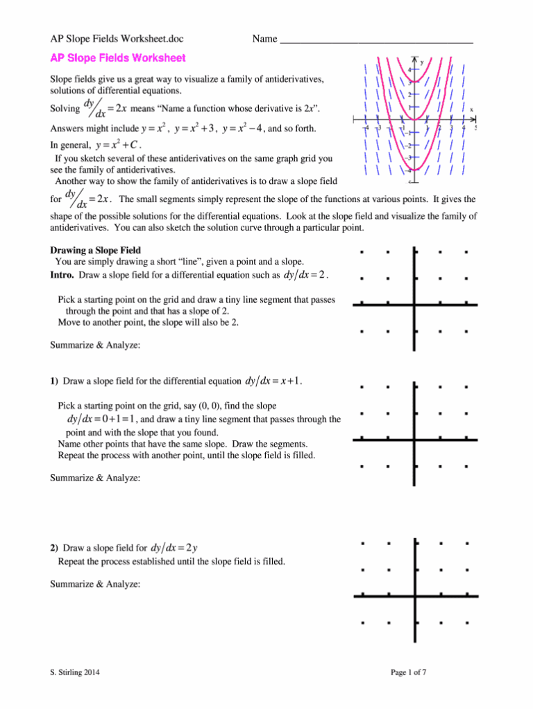 Slope Field Worksheet Fill Out amp Sign Online DocHub Worksheets Library