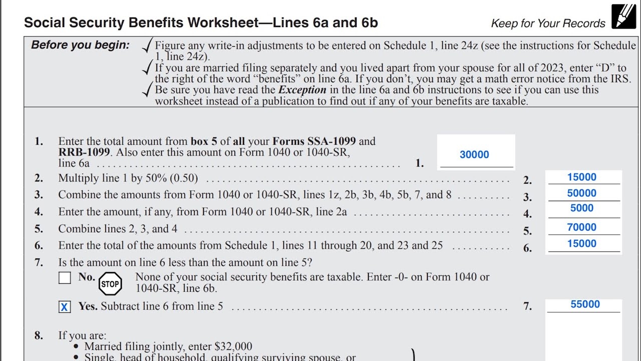 Social Security Benefits Worksheet Walkthrough IRS Form 1040 Lines 6a amp 6b Worksheets Library