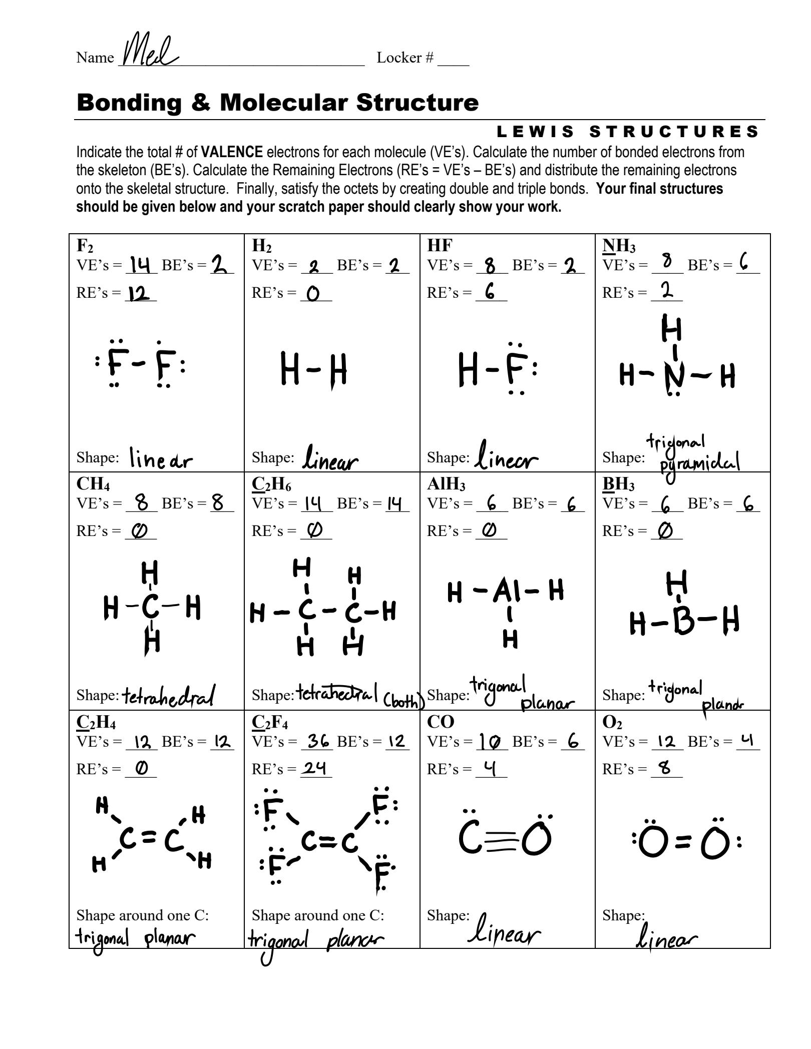 SOLUTION Chem 3a Ch 10 Lewis Dot Worksheet Studypool Worksheets Library