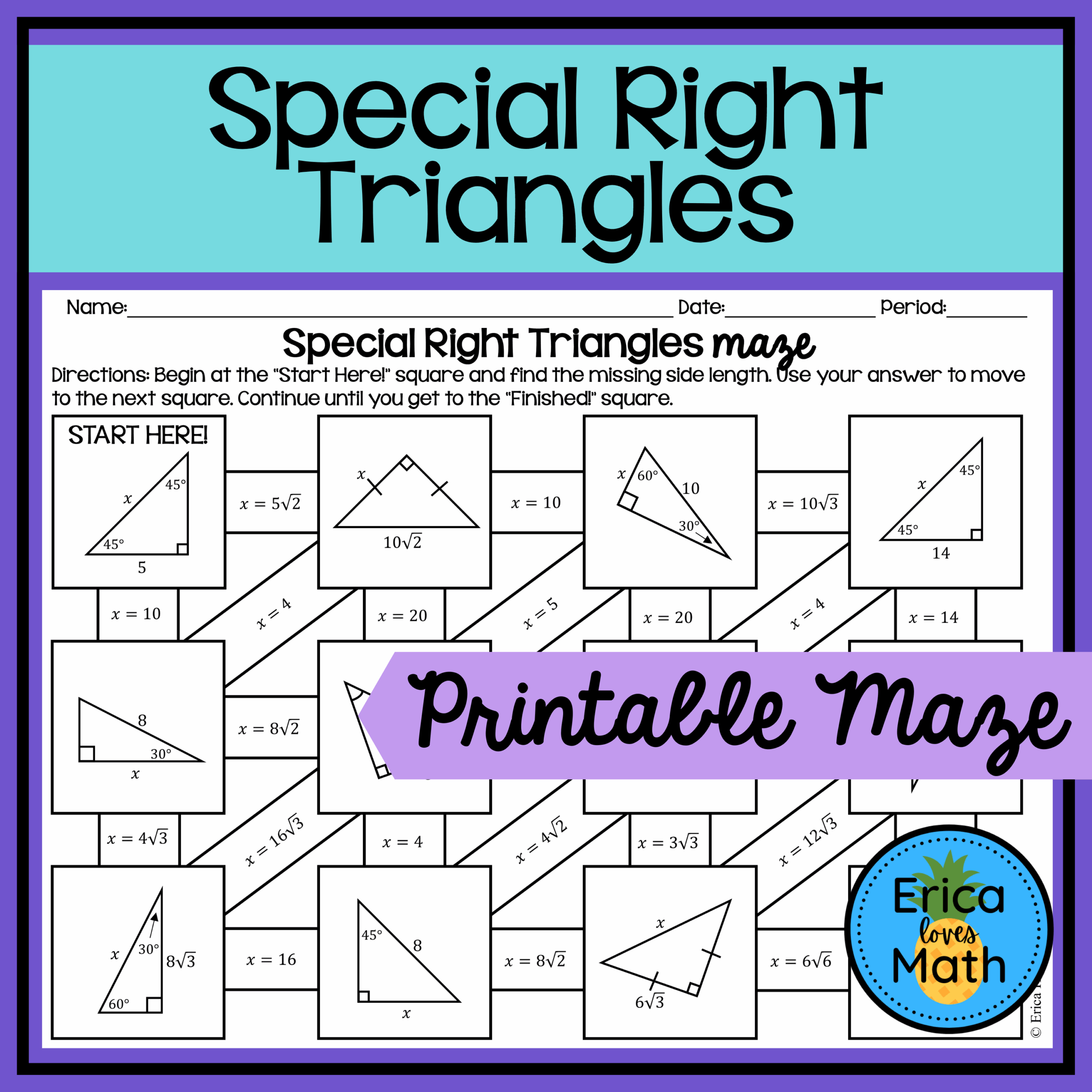 worksheet for special right triangles worksheet for special right triangles
