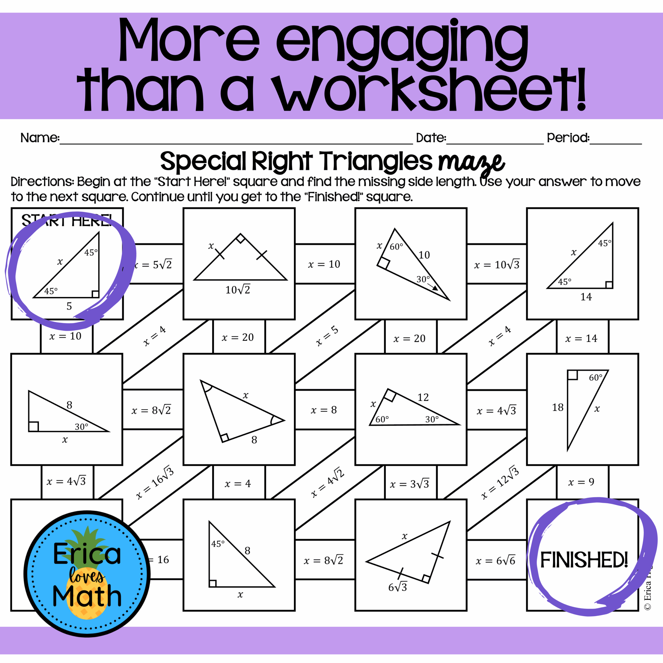 special right triangles worksheet special right triangles worksheet