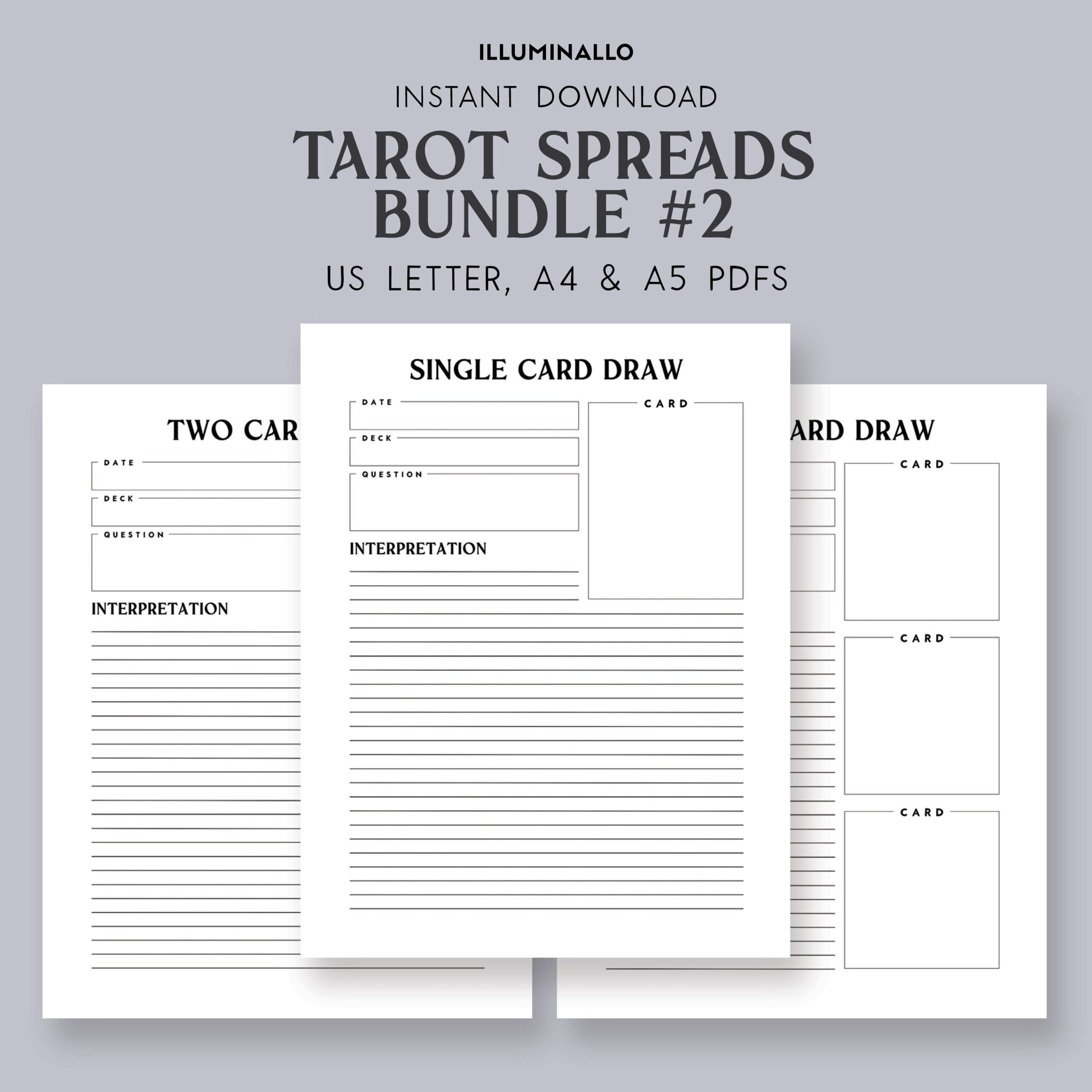 Tarot Spreads Tarot Journal Printable Tarot Workbook Two Card Spread Three Card Spread One Card Spread Beginner Tarot Learning Tarot Etsy