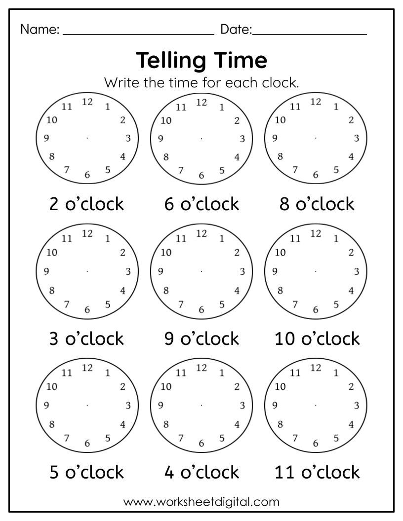 Telling Time Worksheet Digital Analog Clock Practice PDF Etsy