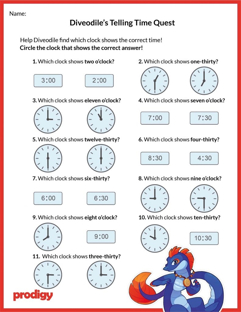 Telling Time Worksheets 20 Effective Practice Materials Prodigy Math Blog