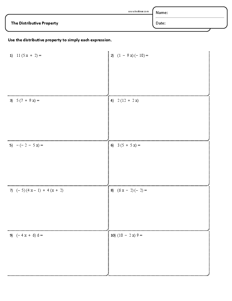 The Distributive Property Worksheets