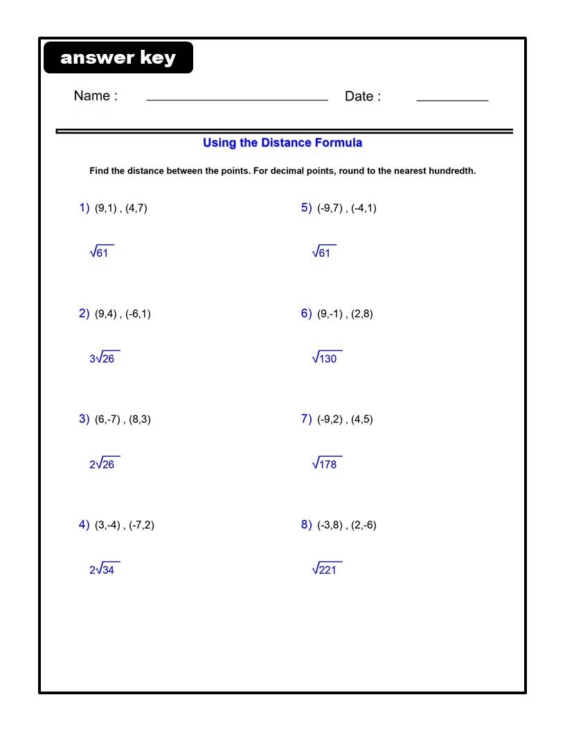Using The Distance Formula Worksheets Algebra 1 Radical Expressions Made By Teachers