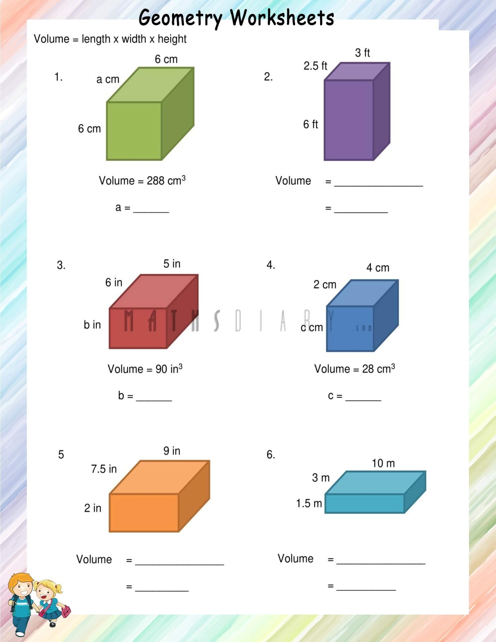 volume of rectangular prism worksheet volume of rectangular prism worksheet