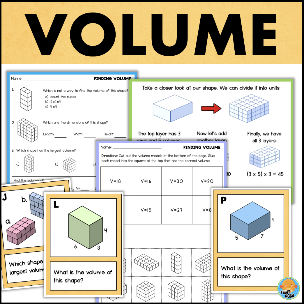 Volume Of Rectangular Prisms Math Worksheets Task Cards Made By Teachers