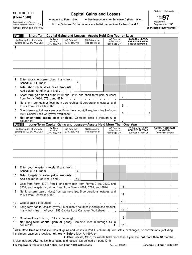 schedule d tax worksheet