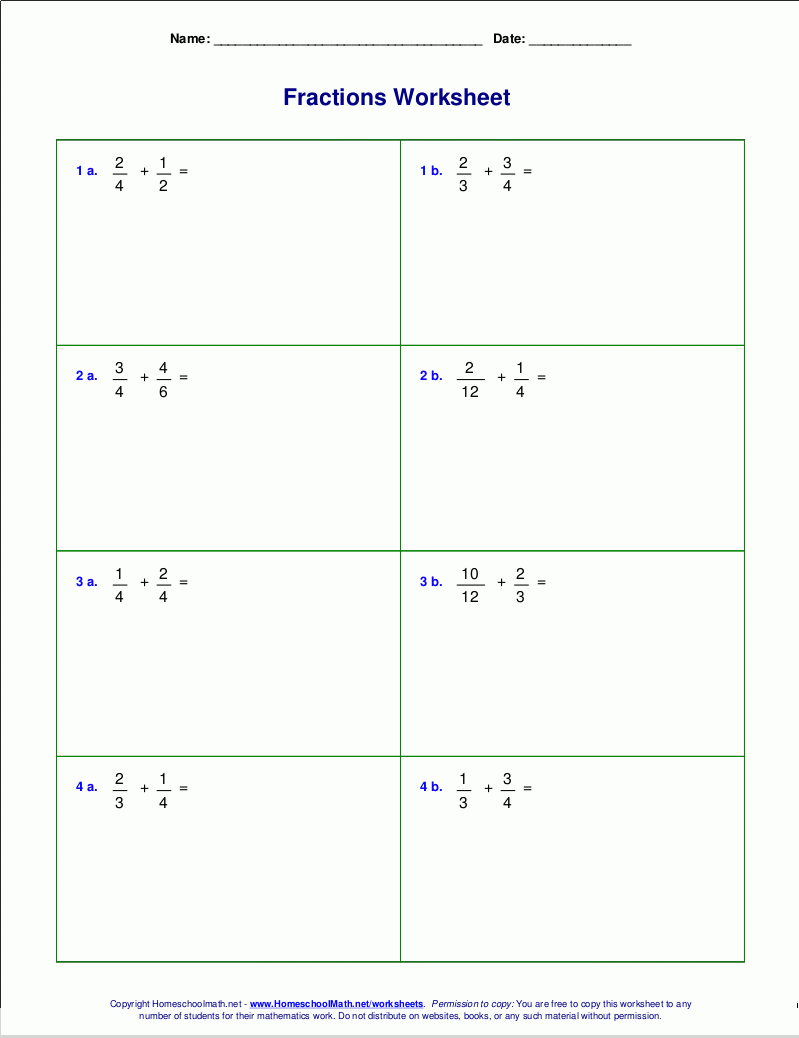 Worksheets For Fraction Addition Worksheets Library