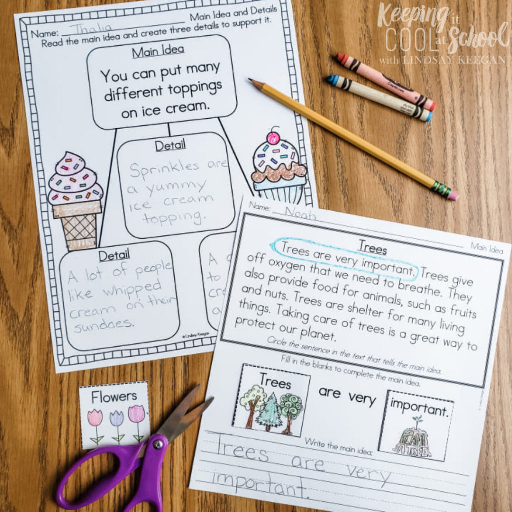 Worksheets For Main Idea And Supporting Details That Work Keeping It Cool At School