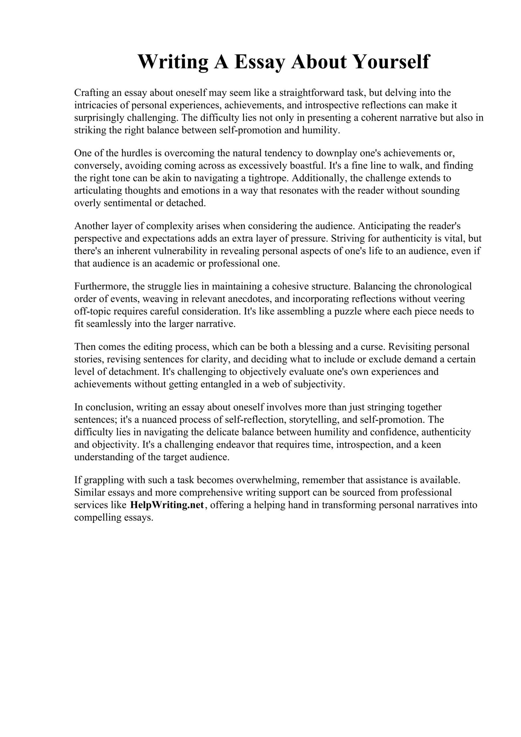 Writing A Essay About Yourself PDF